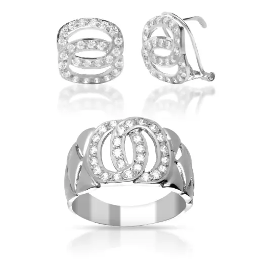 [4180 P S OBL] Juego Omega Circonita Oro Blanco