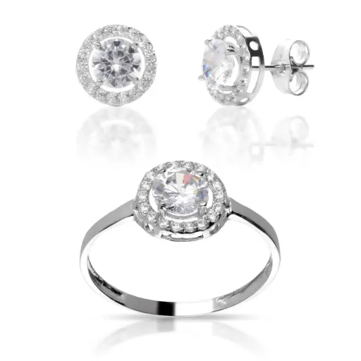 [4339 P S OBL Circonita] Juego Presión Engaste Oro Blanco