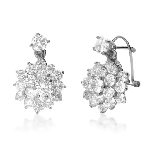 [4452p] Pendientes Omega Engaste Oro Blanco