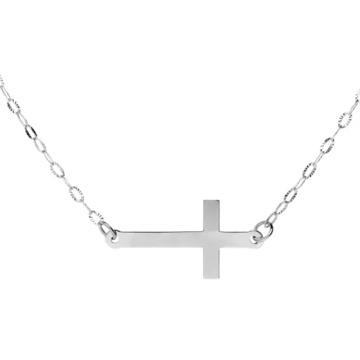 [10135 OBL] Gargantilla Cruz Oro Blanco