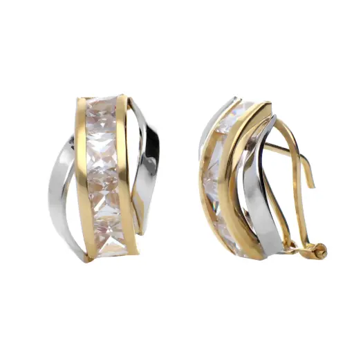 [7416] Pendientes Omega Bicolor Engaste