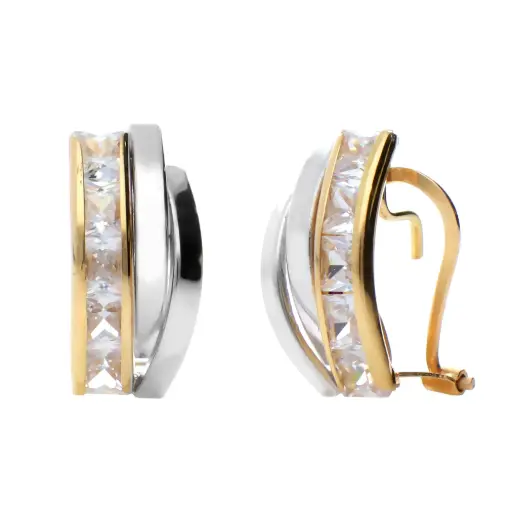 [7417] Pendientes Omega Bicolor Engaste