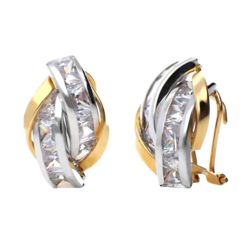 [7425] Pendientes Omega Bicolor Engaste