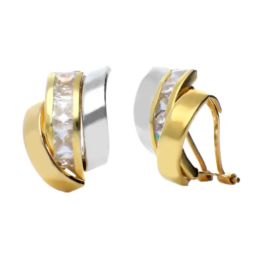 [7430] Pendientes Omega Bicolor Engaste