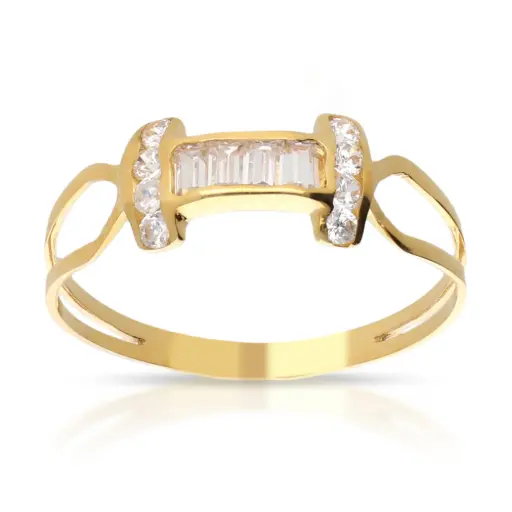 [4039s OA] Sortija Circonitas Oro Amarillo
