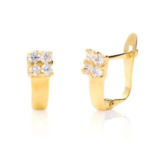 [4804p OA] Pendientes Catalán Circonitas Oro Amarillo
