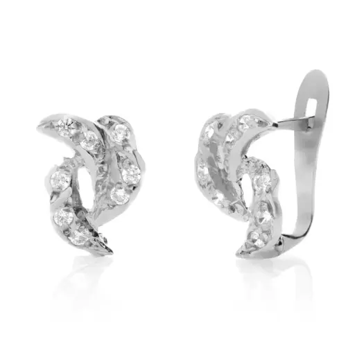 [4148p OBL] Pendientes Catalán Circonitas Oro Blanco
