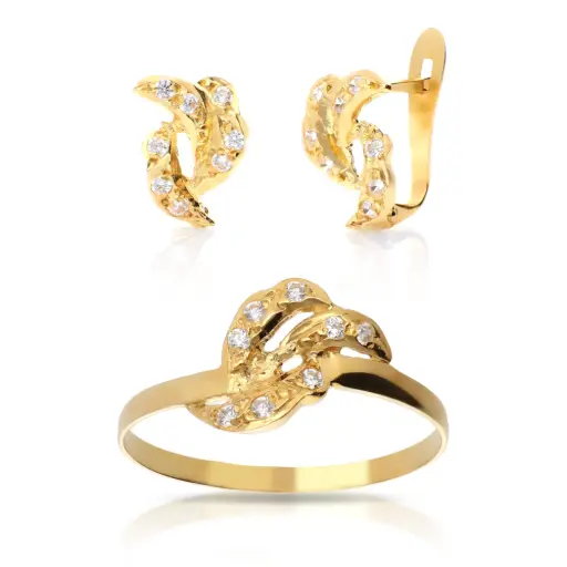 [4148  P S OA] Juego Catalán Circonitas Oro Amarillo 