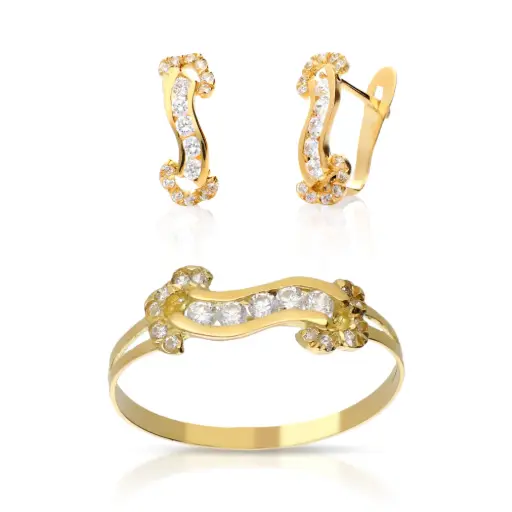 [4161 P S OA] Juego Catalán Circonitas Oro Amarillo 