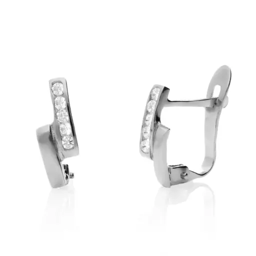 [4348p OBL] Pendientes Catalán Circonitas Oro Blanco
