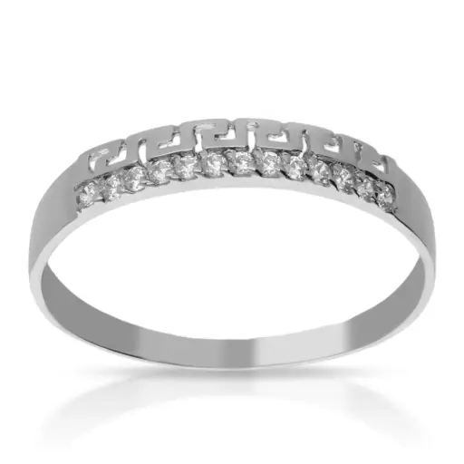 [4354s OBL] Sortija Greca Circonitas Oro Blanco