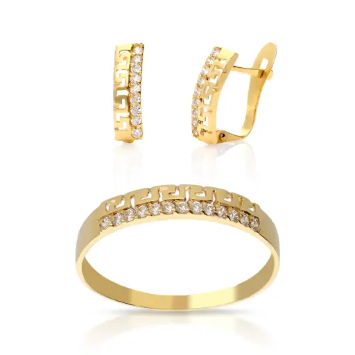 [4354 P S OA] Juego Catalán Circonitas Oro Amarillo