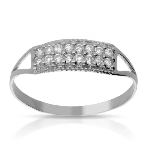 [4627s OBL] Sortija Circonitas Oro Blanco