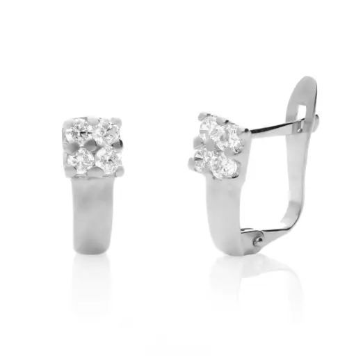 [4804p OBL] Pendientes Catalán Circonitas Oro Blanco
