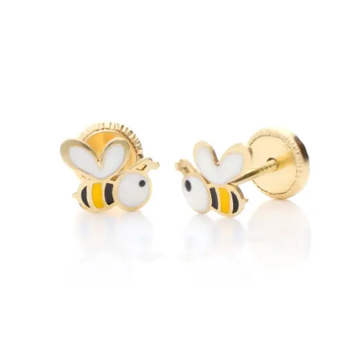 [7146] Pendientes Tuercas Abeja Esmalte
