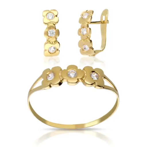 [4049 P S OA] Juego Catalán Circonitas Oro Amarillo 