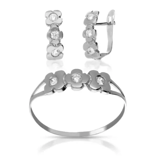 [4049 P S OBL] Juego Catalán Circonitas Oro Blanco