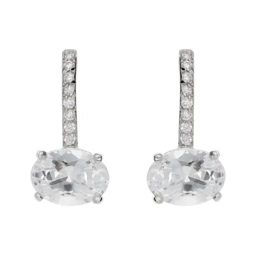 [7606 OBL] Pendientes Presión Circonitas Oro Blanco