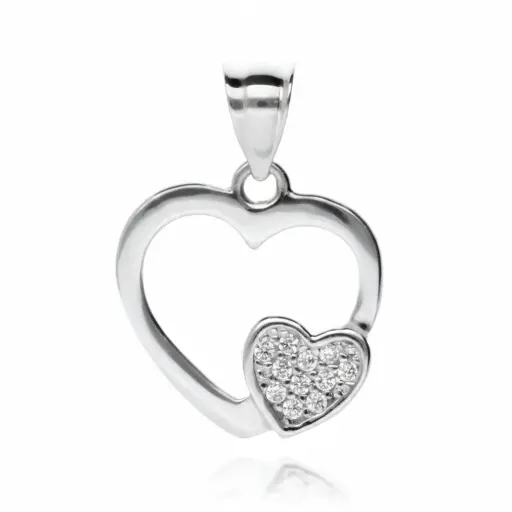 [2266 OBL] Colgante Corazón Oro Blanco