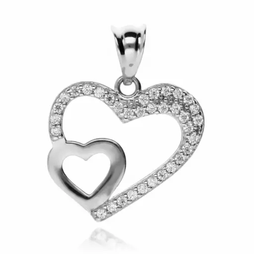 [2488 OBL] Colgante Corazón Oro Blanco