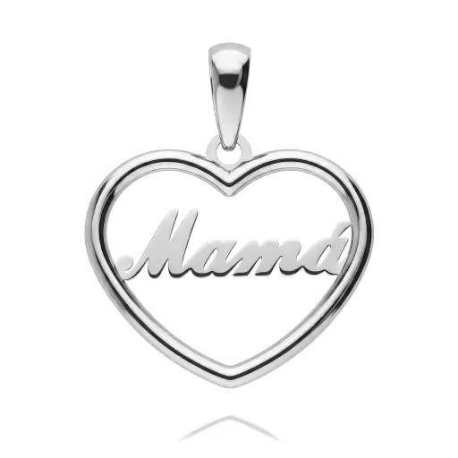 [2558 OBL] Colgante Corazón Mamá Oro Blanco