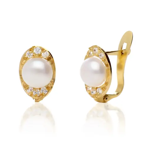 [4321p] Pendientes Catalán Oval con Perla y Circonitas