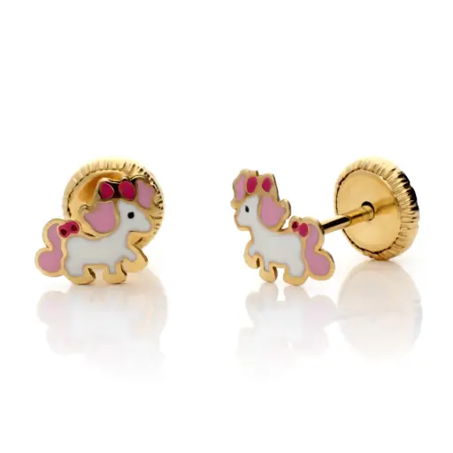 [7147p] Pendientes Tuerca Pony Esmalte