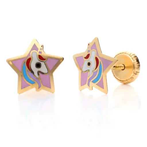 [7178p] Pendientes Tuerca Estrella Unicornio