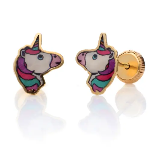 [8204p] Pendientes Tuerca Unicornio