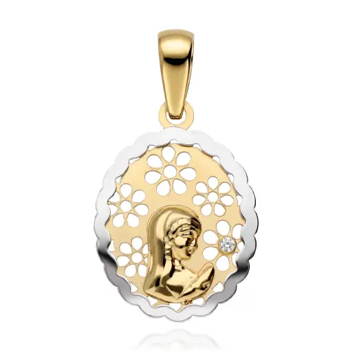 [6047] Medalla Virgen Niña Bicolor 