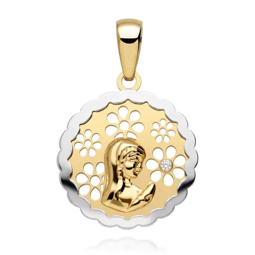 [6038] Medalla Virgen Niña Bicolor 