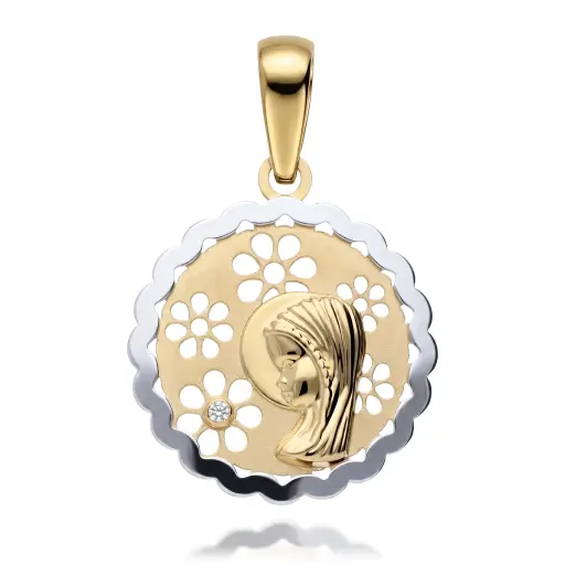 [6056] Medalla Virgen Niña Bicolor 