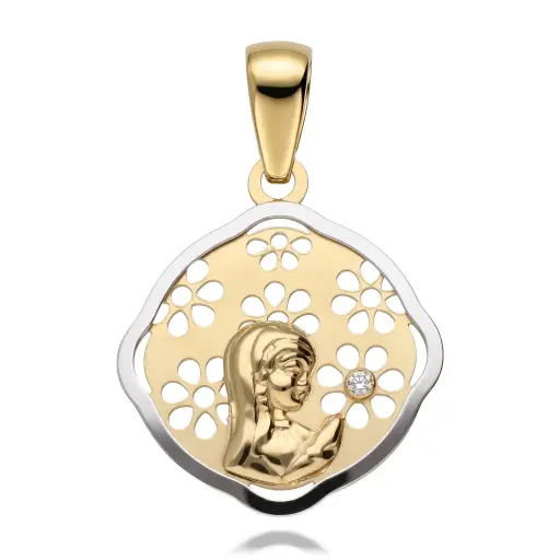 [6063] Medalla Virgen Niña Bicolor 