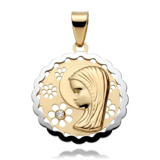 [6032] Medalla Virgen Niña Bicolor  