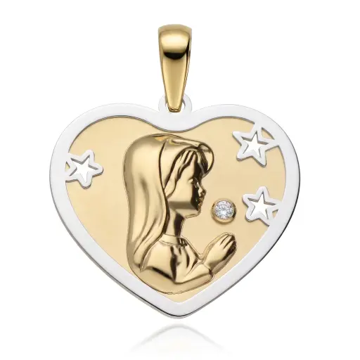 [6163] Medalla Virgen Niña Bicolor  