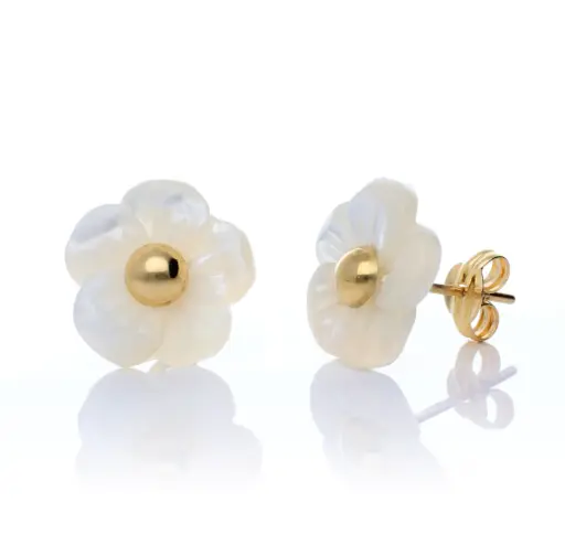 [7949] Pendientes Presión Flor Nácar