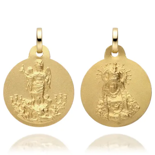 [6302 L] Medalla Escapulario San Rafael y Virgen Dolores Filo Bisel