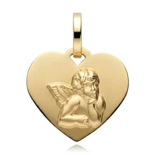 [6221 OA] Medalla Angelote Corazón Oro Amarillo