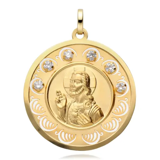 [6396] Medalla Corazón de Jesús Circonitas