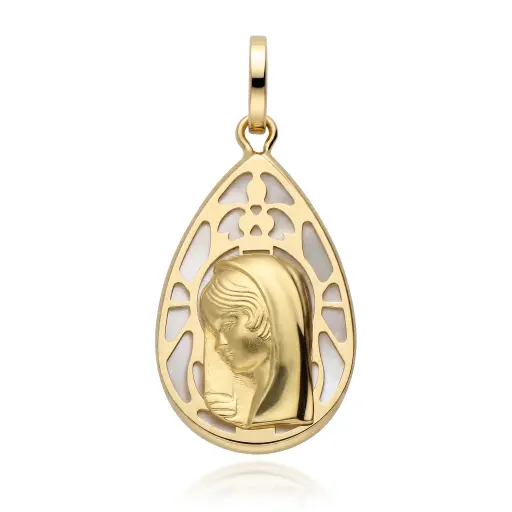 [6253] Medalla Virgen Niña Nácar Lágrima