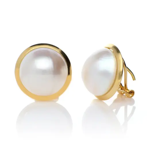 [4233p] Pendientes Omega Perla Japonesa con Cerco