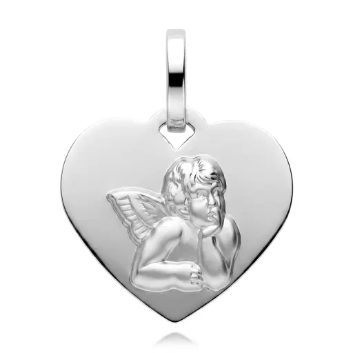 [6221 OBL] Medalla Angelote Corazón Oro Blanco