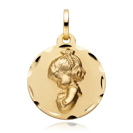 [6274 T] Medalla Virgen Niña Redonda Talla