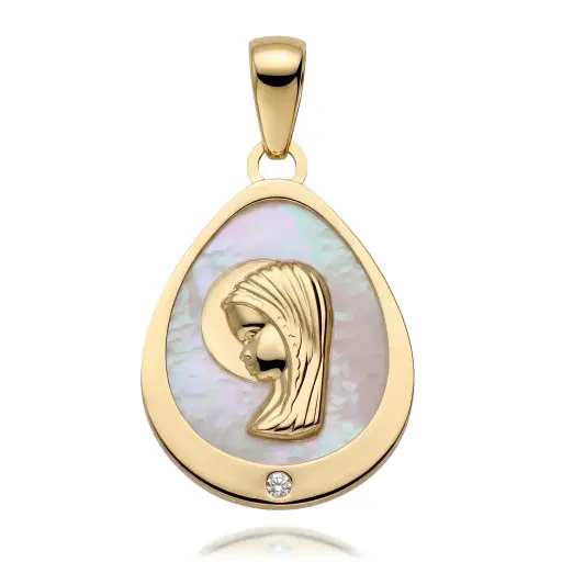 [6081] Medalla Virgen Niña Nácar Lágrima