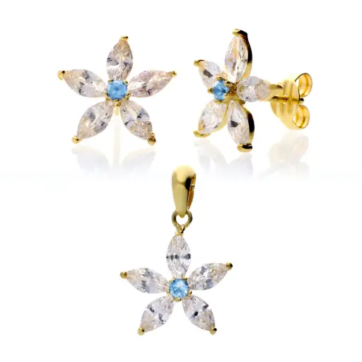 [7615 P C Cir] Conjunto Pendientes y Colgante