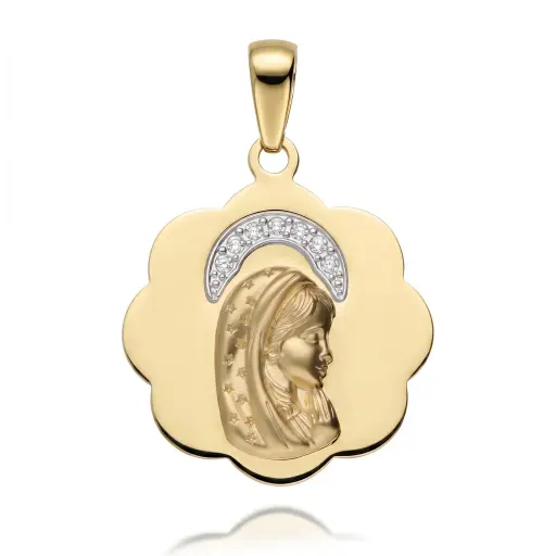 [6676] Medalla Virgen Niña Circonitas 
