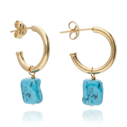[7810 Turquesa] Pendientes Aros con Turquesa