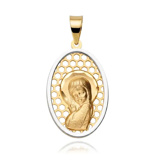 [6635] Medalla Virgen Niña Oval Bicolor