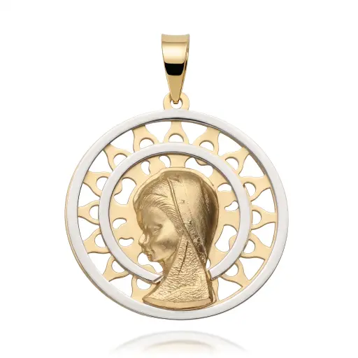 [6660] Medalla Virgen Niña Redonda Bicolor