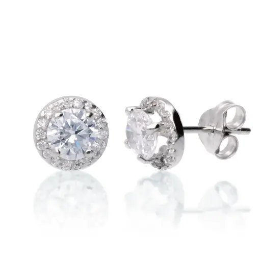 [4313p OBL] Pendientes Presión Circonitas Oro Blanco